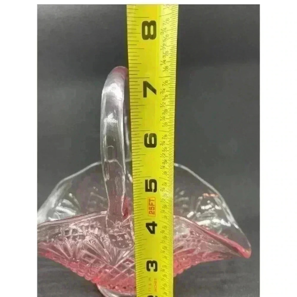 L.E. Smith vintage Pink Carnival Glass with  handle - Picture 7 of 10